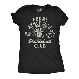Womens Funny T Shirts Feral Athletics Pickleball Club Sarcastic Graphic Novelty